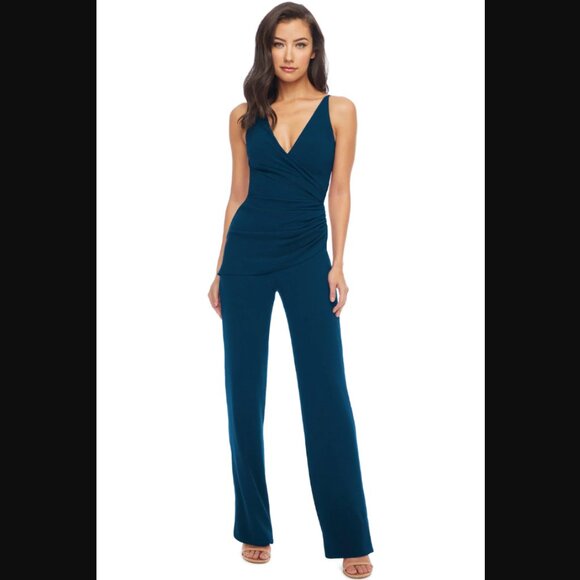 Dress the Population Sam Ruched V-Neck Jumpsuit,...